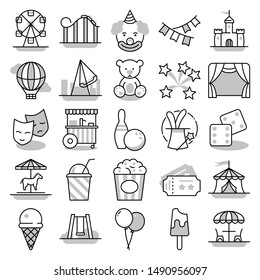 Amusement - web thin line icon set