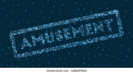 AMUSEMENT word in digital style. Glowing geometric AMUSEMENT badge. Captivating vector illustration.