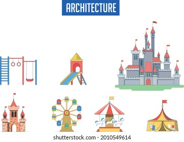 amusements  buildings vector graphics illustration 