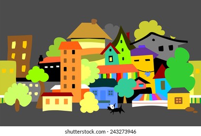 Amusing children's illustration with seamless composition