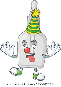 Amusing Clown bottle with pipette cartoon character mascot style