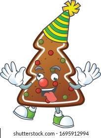 Amusing Clown gingerbread tree cartoon character mascot style