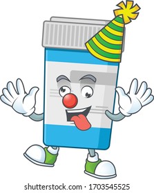 Amusing Clown medical bottle cartoon character mascot style