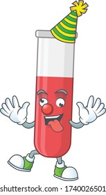 Divertido estilo de mascota del personaje de la caricatura del tubo de prueba rojo Clown
