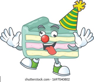 Amusing Clown vanilla slice cake cartoon character mascot style