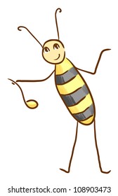 Amusing colorful bee with honey spoon. Eps 10 vector illustration