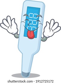 amusing digital thermometer cartoon picture style with tongue out face