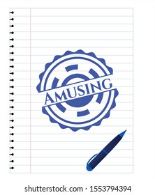 Amusing drawn with pen strokes. Blue ink. Vector Illustration. Detailed.