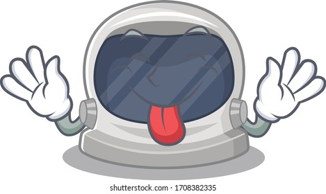 An amusing face astronaut helmet cartoon design with tongue out