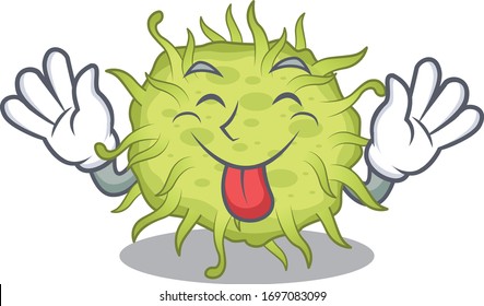 An amusing face bacteria coccus cartoon design with tongue out