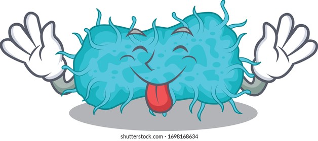 An amusing face bacteria prokaryote cartoon design with tongue out