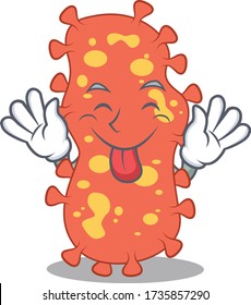 An amusing face bacteroides cartoon design with tongue out