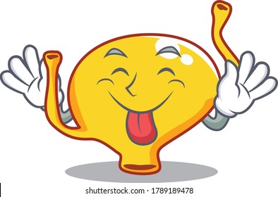 Un divertido diseño de caricaturas de vejiga facial con la lengua fuera