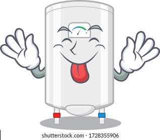An amusing face gas water heater cartoon design with tongue out