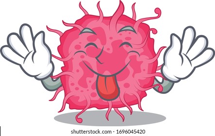 An amusing face pathogenic bacteria cartoon design with tongue out