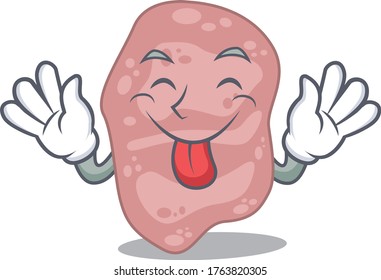 An amusing face verrucomicrobia with tongue out cartoon design