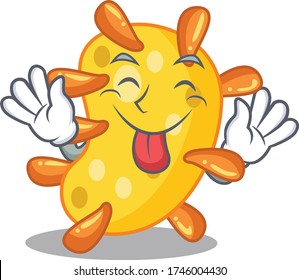 An amusing face vibrio cartoon design with tongue out