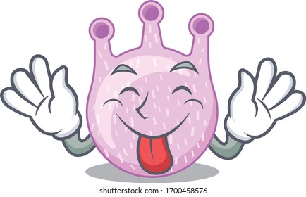 An amusing face viridans streptococci cartoon design with tongue out