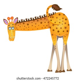 amusing the giraffe who has turned the back