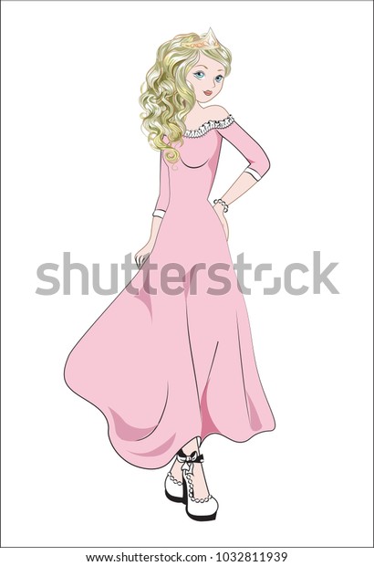 Amusing Girl Evening Dress Gold Wavy Stock Vector Royalty Free