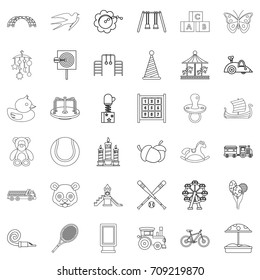 Amusing icons set. Outline style of 36 amusing vector icons for web isolated on white background