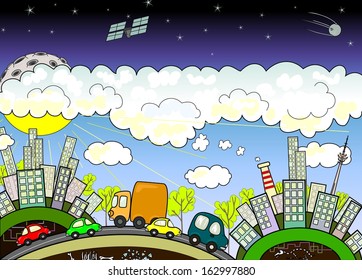 amusing image of the road, city, sky
