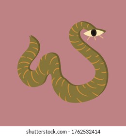 Amusing monster cartoon vector with one eyed. Lovely fantastic fairytale creature or mutant. Adorable joyful cartoon character isolated on purple  background. Colorful childish vector illustration.
