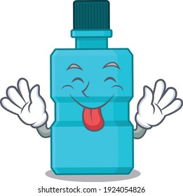 amusing mouthwash cartoon picture style with tongue out face. Vector illustration