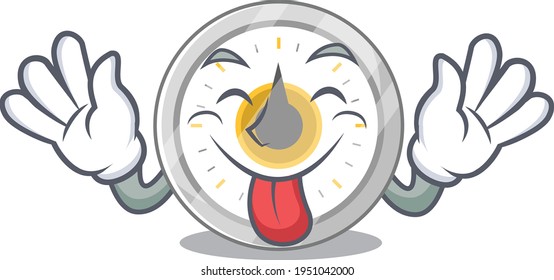amusing old kitchen timer cartoon picture style with tongue out face. Vector illustration