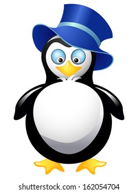 Amusing Penguin Blue Top Hat Stock Vector (Royalty Free) 162054704 ...