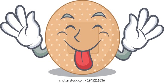 amusing rounded bandage cartoon picture style with tongue out face. Vector illustration