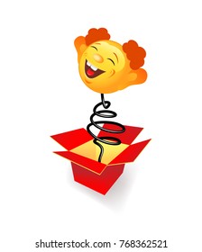 Amusing toy jumping out on a spring from a box