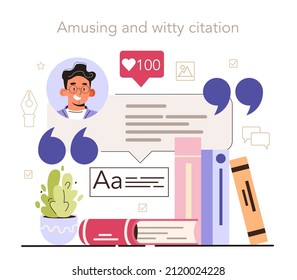 Amusing And Witty Citation. Social Media Content Manager Guidance. How Create Visual Content. Digital Promotion Technology. Flat Vector Illustration