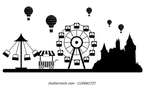 amusment park skyline vector illustration