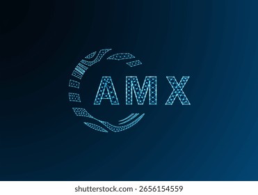 Diseño de Vector de logotipo de letra baja de poliéster AMX. Diseño de logotipo de poliéster inferior AMX. Diseño único del logotipo de baja poli de AMX.