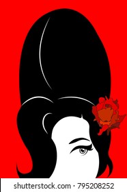 Amy Winehouse Vector Portrait, Red Background 