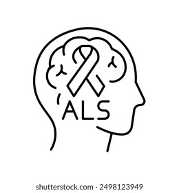 Amyotrophic lateral sclerosis line black icon. Sign for web page, mobile app, button, logo. Vector isolated button. Editable stroke.