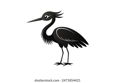 "An enchanting depiction of a charming egret, rendered in vector artistry, showcasing the bird's delightful beauty and grace."