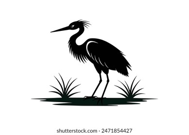 "An enchanting depiction of a charming egret, rendered in vector artistry, showcasing the bird's delightful beauty and grace."