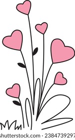 "An illustration of Pink Heart Flower, ideal for creating a variety of charming content, such as presentations, graphics, video editing, and beyond."