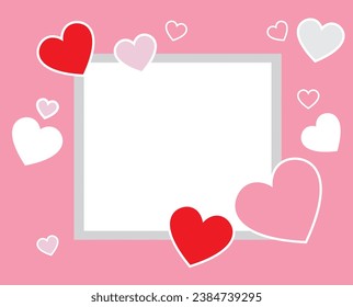 "An illustration of Pink Heart Frame, ideal for creating a variety of charming content, such as presentations, postcard, video editing, and beyond."