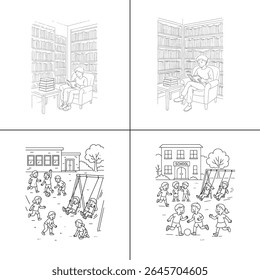 "Ilustração de um professor explicando uma aula para os alunos em sala de aula. O professor está escrevendo em um quadro-negro, com os alunos envolvidos no aprendizado. A cena é vibrante, com livros e livros