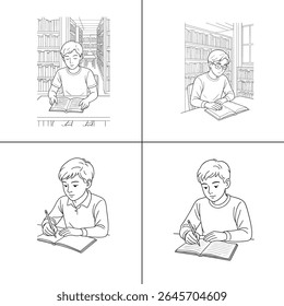 "Ilustração de um professor explicando uma aula para os alunos em sala de aula. O professor está escrevendo em um quadro-negro, com os alunos envolvidos no aprendizado. A cena é vibrante, com livros e livros