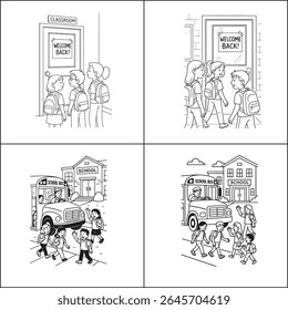 "Ilustração de um professor explicando uma aula para os alunos em sala de aula. O professor está escrevendo em um quadro-negro, com os alunos envolvidos no aprendizado. A cena é vibrante, com livros e livros
