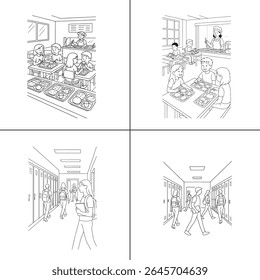"Ilustração de um professor explicando uma aula para os alunos em sala de aula. O professor está escrevendo em um quadro-negro, com os alunos envolvidos no aprendizado. A cena é vibrante, com livros e livros
