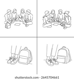 "An illustration of a teacher explaining a lesson to students in a classroom setting. The teacher is writing on a blackboard, with students engaged in learning. The scene is vibrant, with books and ed