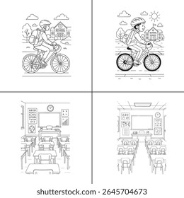 "Ilustração de um professor explicando uma aula para os alunos em sala de aula. O professor está escrevendo em um quadro-negro, com os alunos envolvidos no aprendizado. A cena é vibrante, com livros e livros