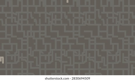 ['An intricate maze pattern composed of gray stone blocks forming a complex network of pathways.']