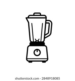 ['An outline vector icon featuring a household blender with a pitcher lid handle base and power button']