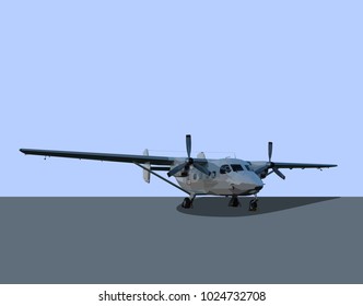AN-28 airplane on the ground vector illustration low poly